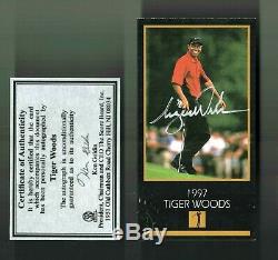 1997 Grand Slam Ventures Master Autosigné Tiger Woods Rookie Rc Entiers Sb