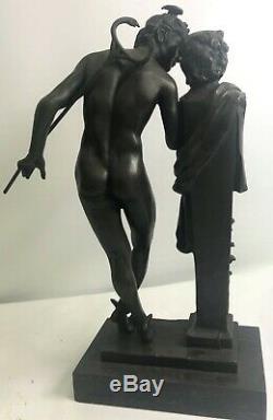 19c Italienne Signé Grand Tour Bronze Sculpture Statue Mercury Hermes Figurine