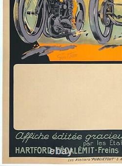 Affiche Vintage Originale Motocycle Club De Paris Français Grand Prix Car Racing Ol