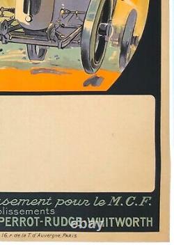 Affiche Vintage Originale Motocycle Club De Paris Français Grand Prix Car Racing Ol