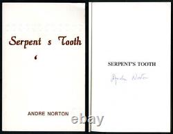 Andre Norton SERPENT'S TOOTH SC 1er Ed Imprimé Grand Master NOUVEAU signé autographié