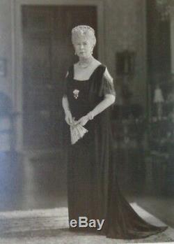 Antique Royale Présentation Photo Dédicacée Queen Mary Deuil Grande-duchesse Tiara