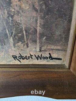 Art De Vintage Robert Wood Grand Teton Reproduction Encadrée Imprimé 52 X 28 Signé