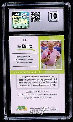 Bud Collins #L5 Ace Authentic Grand Slam II 2008 Légendes Autographes CSG 10