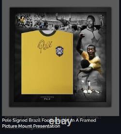 De Luxe Encadré Pelé Signé Brésil Chemise De Notre Signature Avec Coa £ 350 + P & P