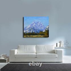 Grand Tetons Snow Mountain Peinture Wyoming Paysage Huile D’art Américain