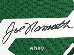 Joe Namath Signé Autographié New York Jets Green Jersey Deluxe Encadré Beckett