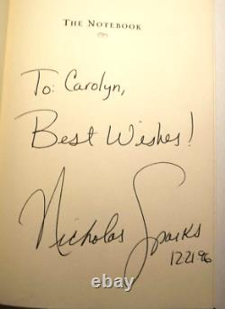 Le Cahier De Nicholas Sparks (1996) Sc. J'ai Un Dj. Première Impression. Signé. Près De Fine+