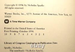 Le Cahier De Nicholas Sparks (1996) Sc. J'ai Un Dj. Première Impression. Signé. Près De La Fin