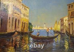 Le Grand Canal De Venise, Huile Sur Toile Vers 1920 Signé A. J. Chatelain, Encadré