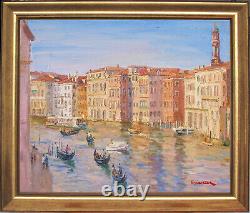 Le Grand Canal, Peinture À L'huile Originale À Venise Cotée Artistoriginal Marc Forestier