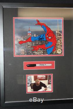Marvel Spider-man, Spidy Deluxe- Sericel Signé Par Stan Lee Photo + Marqueur Utilisé