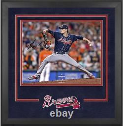 Max Fried Braves Deluxe FRMD Signé 16x20 2021 WS Champions Photographie de Lancer