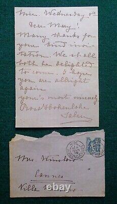 Menu antique signé lettres dîner Roi Edward VII Grand Duc Romanov Russie