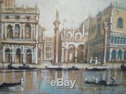 Miniature Antique Grand Canal Piazza Venise Italie Peinture Ida Calzolari