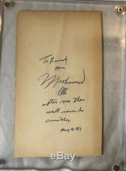 Muhammad Ali Deluxe Protégé Autographié Cut Et Inscription Écrite À La Main Jsa