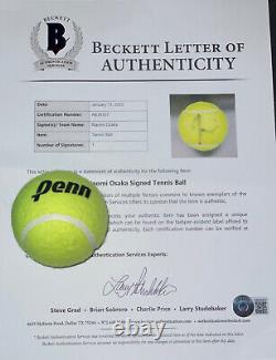 Naomi Osaka, champion du Grand Chelem, a signé une balle de tennis authentifiée BAS Beckett avec une lettre d'authenticité.