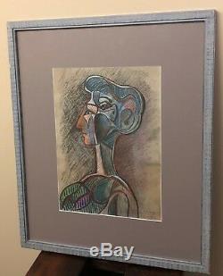 P. Picasso, Peinture Au Pastel Datant De 1958, Signée Grand Profile 300k $