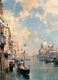 Peinture À L'huile Superbe Franz Richard Unterb Le Grand Canal De Venise Et L'église En Canoë