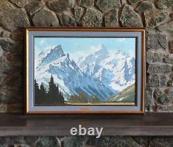 Peinture D’huile De Paysage De Montagne Grand Teton Dans Le Wyoming De Neige Roy Kerswill