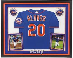 Pete Alonso New York Mets Deluxe Encadré Autographié Nike Blue Authentic Jersey