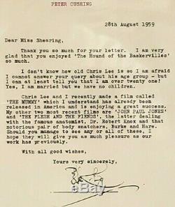 Peter Cushing Star Wars Moff Tarkin Signé Grand-1959 Lettre Fan Bas Slabbed