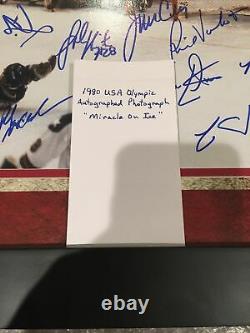 Rare Miracle On Ice USA 1980 Team Signed 16x20 Photo Deluxe Flag Framed Jsa Coa