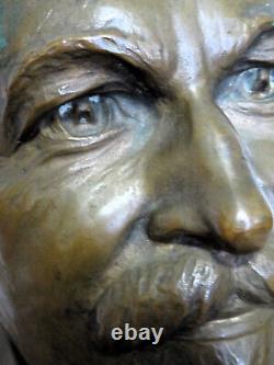 Sculpture exceptionnelle en bronze signée Buste de Gentleman GRAND RAPIDS MICHIGAN