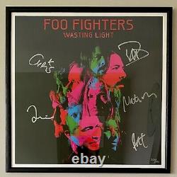 Signé Foo Fighters Official Deluxe Wasting Light Lithograph, Display Case, Etc
