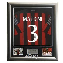 Signé Paolo Maldini Ac Milan Chemise Encadrée Afficher Deluxe