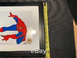 Spider-man Deluxe Signé Stan Lee Animation Cel Encadrée Marvel Avec Psa / Adn Coa