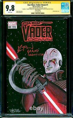 Titre traduit en français : Signé Cgc Rupert Friend Grand Inquisiteur Sketch Star Wars Vader Down #1 9.8