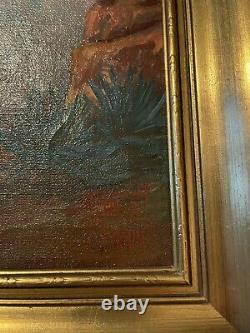 Vintage Native American Oil Painting Grand Canyon Beautiful Signé