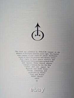 'ZOS PARLE par Kenneth & Steffi Grant Rare Occult Signé de Luxe 1 sur 93'